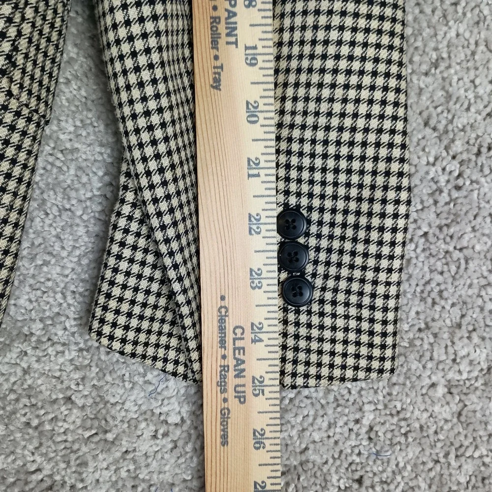 Vintage Bugatchi Uomo Michael Jordan Blazer 46R Mens Tan Houndstooth Wool Jacket